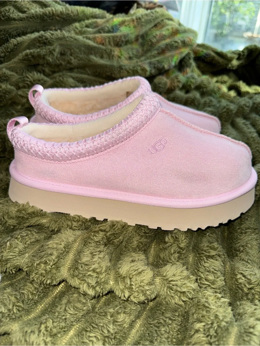 UGG Tazz Dazzle Kids Glitter Slippers - Pink - Size Kid 3